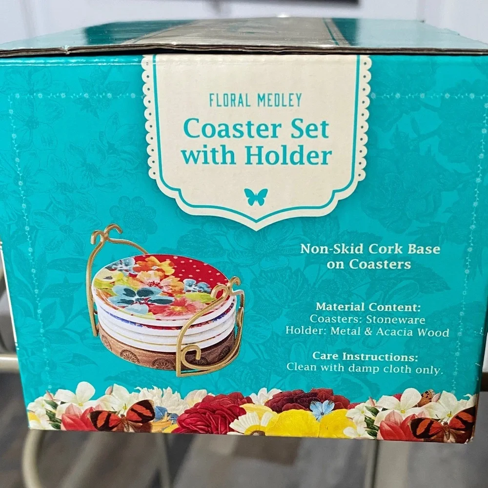 The Pioneer Woman Floral Medley Coaster Set - Red, Blue, Yellow